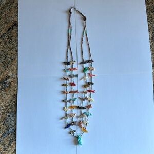 Vintage Zuni Fetish 2 Strand Necklace; Heishi Beads; Turquoise Bear; 38 Fetishes